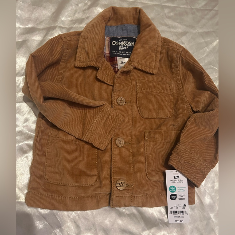 OshKosh B'gosh Brown Corduroy Kids Jacket size 12m